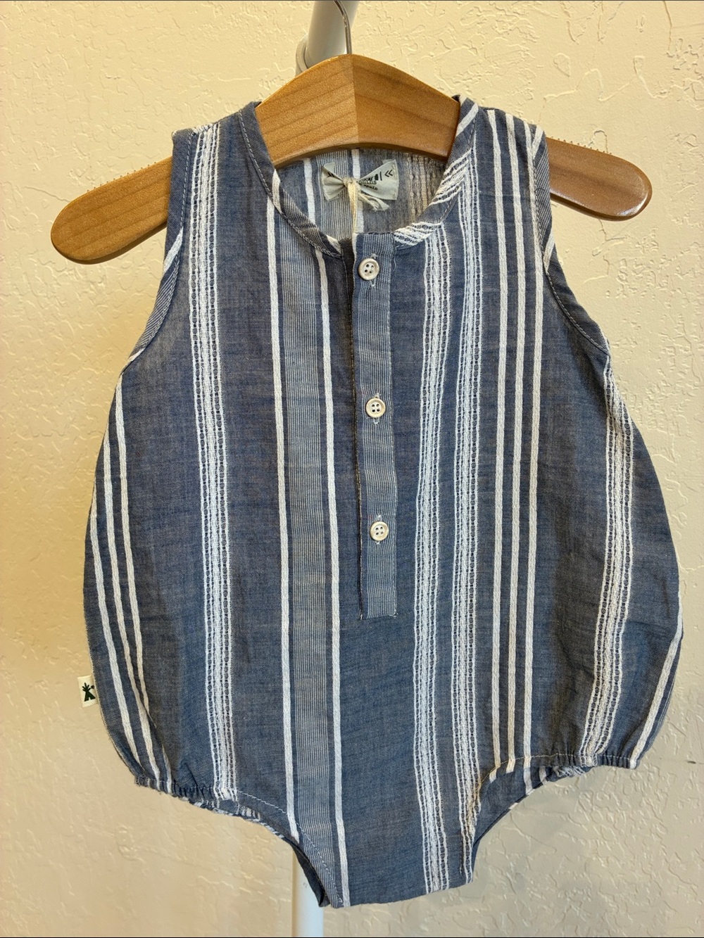 Striped Blue Baby One-Piece Bodysuit with Buttons